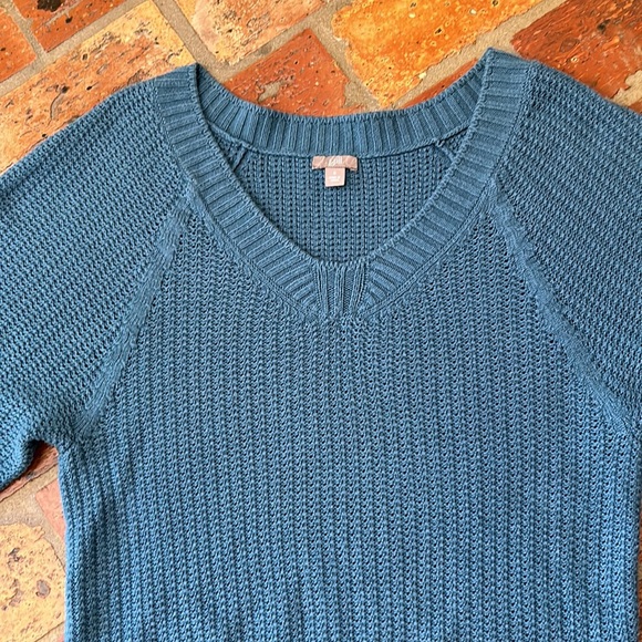 J Jill teal 3/4 sleeve v-neck sweater szS - Picture 6 of 11